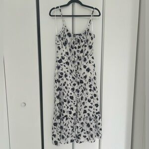 Zara floral satin buttoned midi dress